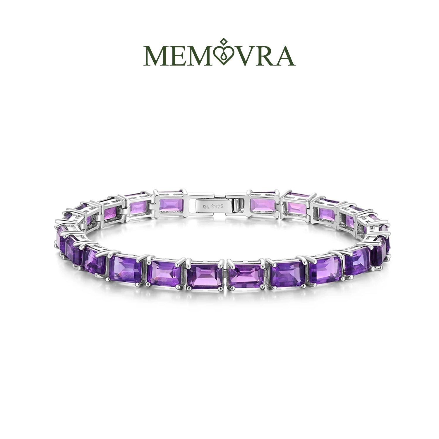 African Amethyst Geometric Silver Bracelet